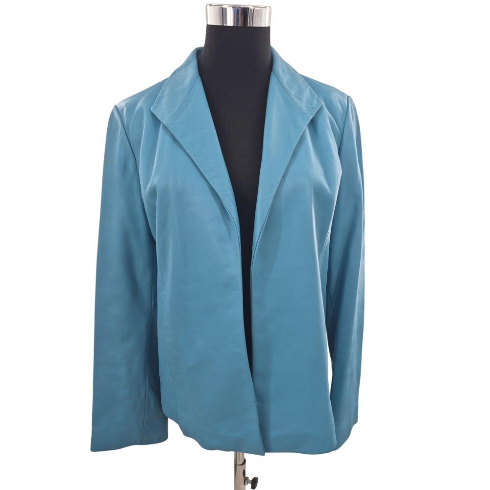 Real Clothes Turquoise Genuine Leather Blazer